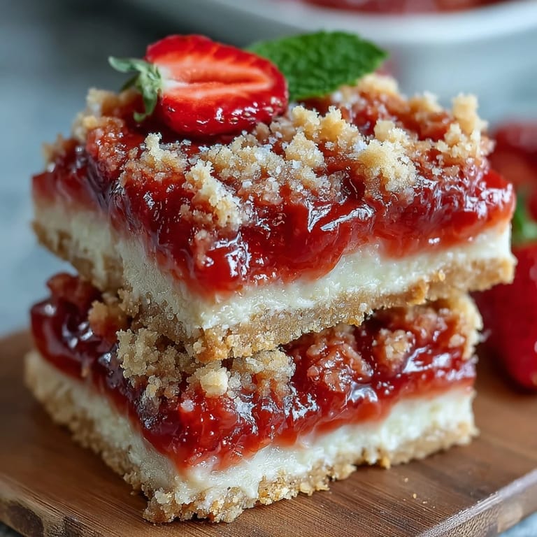 Tangy lemon and fresh strawberry flavors in these easy, crowd-pleasing bars with a crisp, buttery crust.