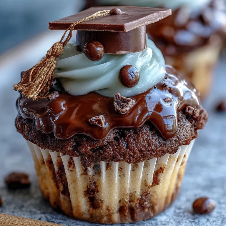 Simple Graduation Cupcakes with Cap Toppers: festive vanilla cupcakes topped with buttercream and edible graduation caps, perfect for celebrating achievements.