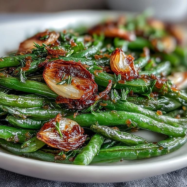 Tender green beans roasted with golden garlic, finished with lemon and optional almonds for crunch.  