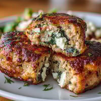 Juicy Greek turkey patties infused with fresh spinach, feta, and aromatic herbs, perfect for a healthy Mediterranean dinner.