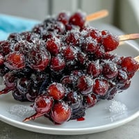 Frozen grape skewers with lime sugar offer a zesty, frosty summer snack bursting with sweet-tart flavor and juicy freshness.