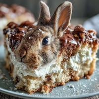 Sparkle Easter Bunny Cake with Gold Sprinkles, a whimsical vanilla cake decorated as a festive bunny with shimmering gold accents.
