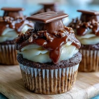 Simple Graduation Cupcakes with Cap Toppers: festive vanilla cupcakes topped with buttercream and edible graduation caps, perfect for celebrating achievements.